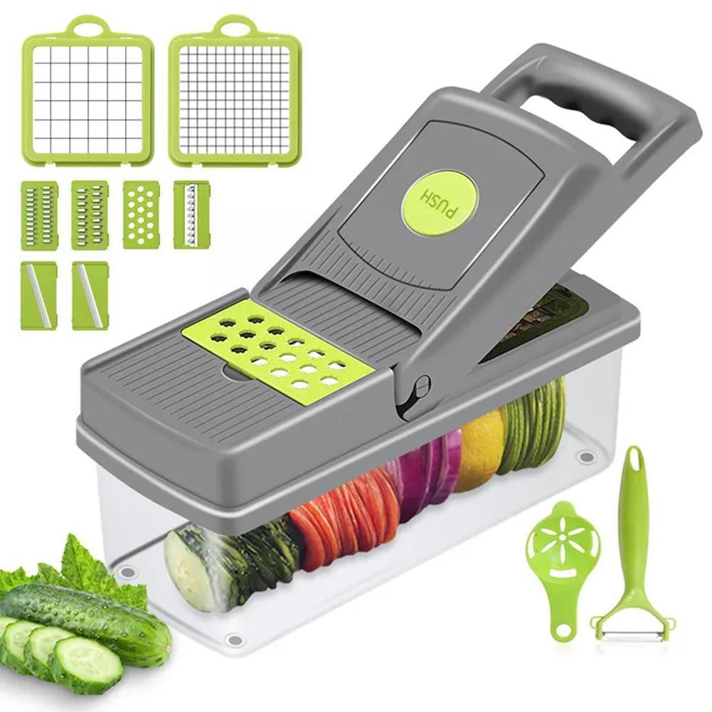 Multifunctional Vegetable Chopper Cutter Fruit Slicer Grater Shredders  Drain Basket Slicers,15 In 1 Gadgets Kitchen Accessories